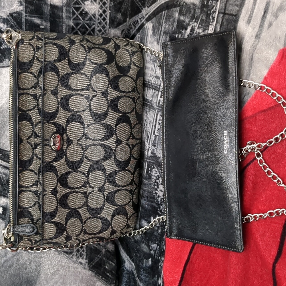 Coach canvas bag with removable pouch